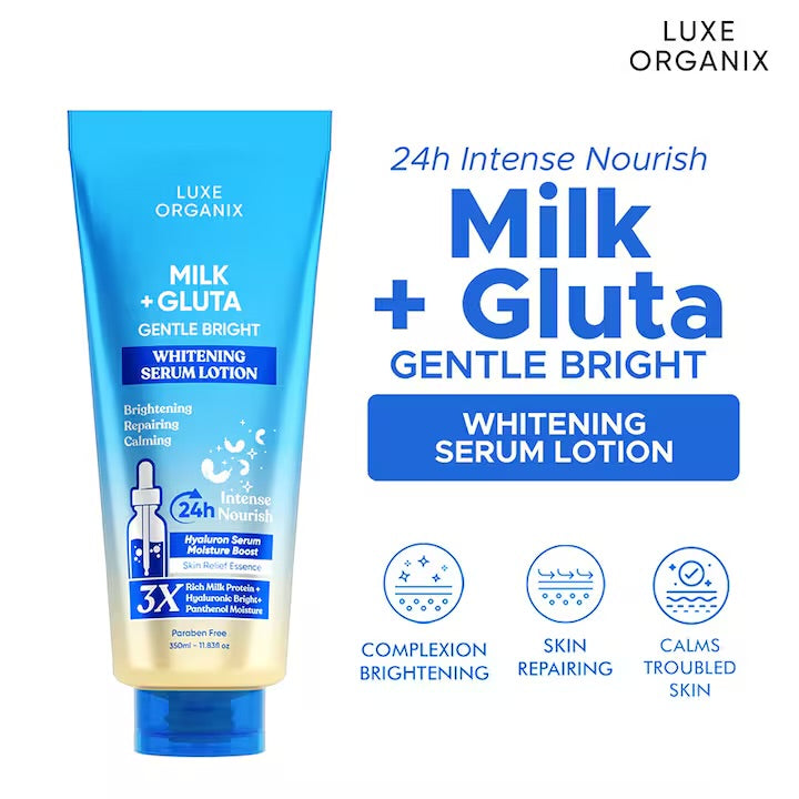 LUXE ORGANIX Milk + Gluta Whitening Serum Lotion 350ml