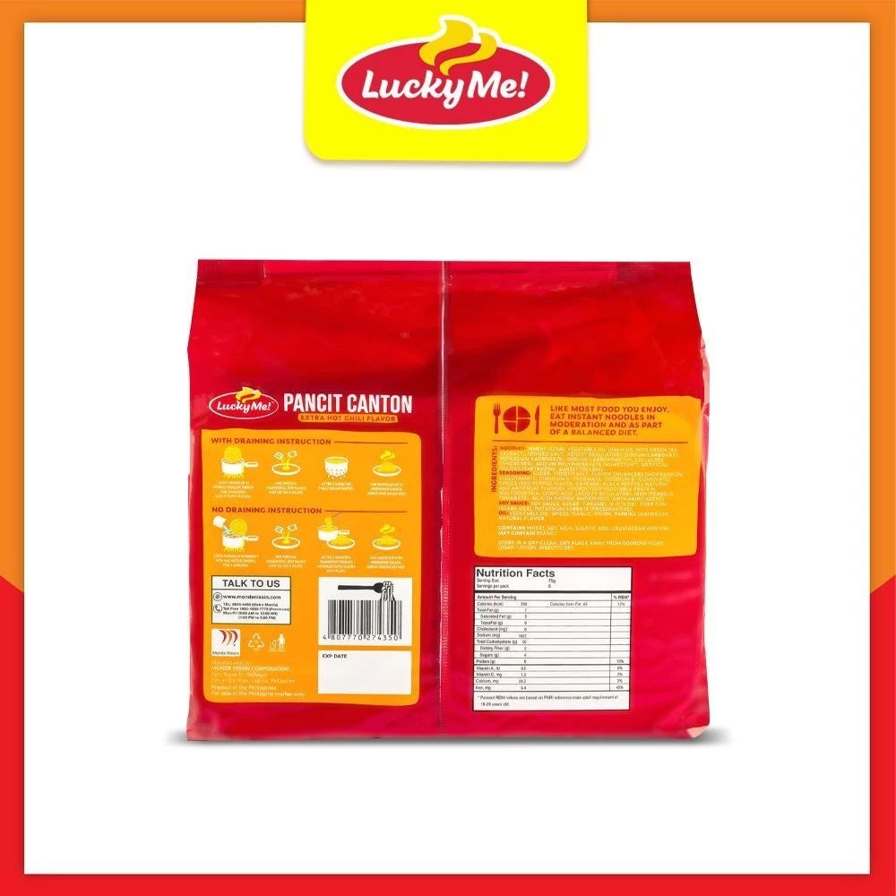 Lucky Me! Pancit Canton Extra Hot Chili Multipack 75g x 6