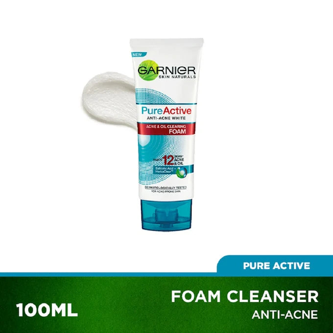 GARNIER Pure Active Acne & Oil Clearing Foam 100mL [For Acne-Prone Skin]