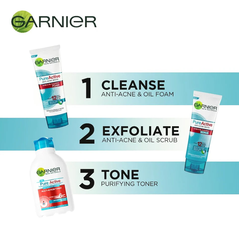 GARNIER Pure Active Acne & Oil Clearing Foam 100mL [For Acne-Prone Skin]