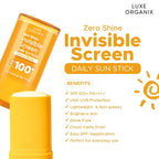LUXE ORGANIX Zero Shine Invisible Screen Daily Sun Stick SPF 100 17g