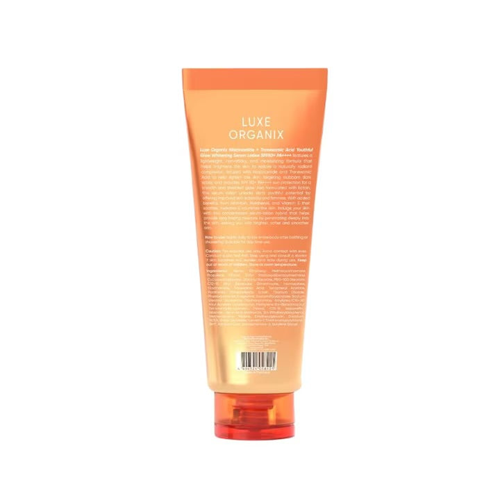 LUXE ORGANIX Niacinamide + Tranexamic Acid Youthful Glow Whitening Serum Body Lotion SPF 50 Pa++++ 200ml