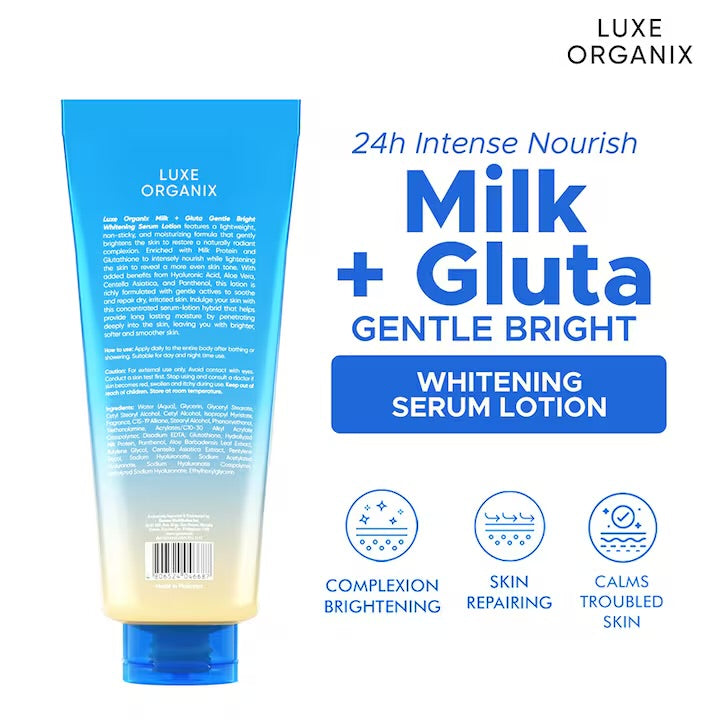 LUXE ORGANIX Milk + Gluta Whitening Serum Lotion 350ml