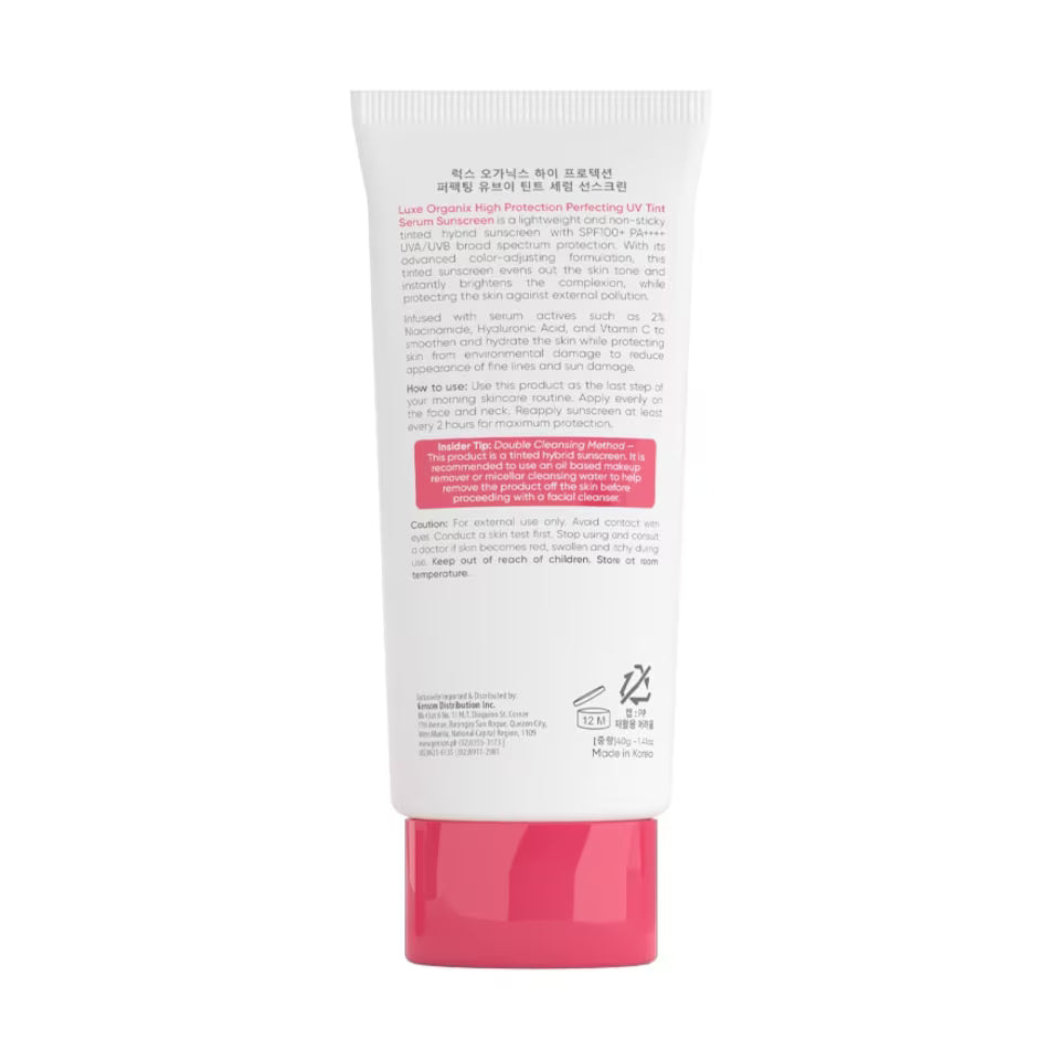 LUXE ORGANIX Perfecting UV Tint Serum Sunscreen SPF 100+ PA ++++ 40g