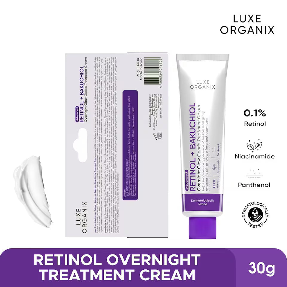 Luxe Organix Retinol + Bakuchiol Overnight Glow Treatment Cream 30g